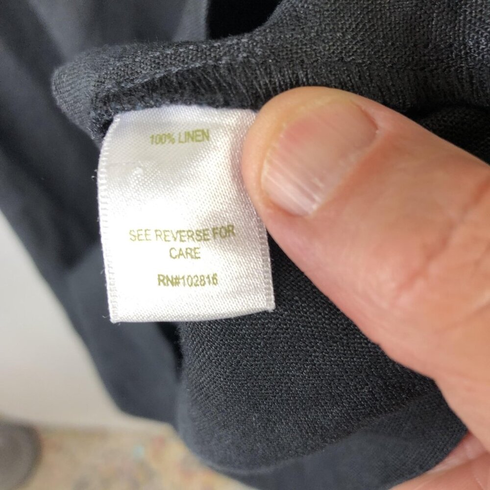 Garnet Hill Dress Womens 6 Black Linen Sleeveless Button Front Shirt Resort Airy - Picture 7 of 13